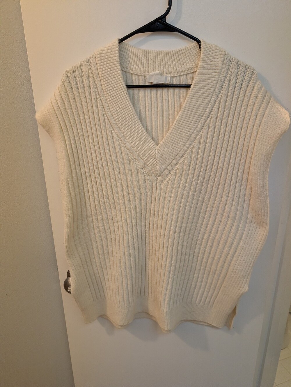 H&M Oversized Cream Knit Sweater Vest